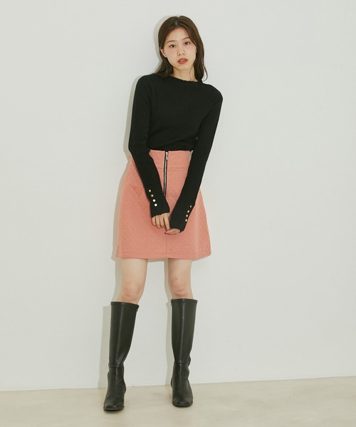 VIS(ビス)の「【WEB限定】カットキルトミニスカート【セットアップ対応】(スカート・レディース・ベージュ/オレンジ系その他/キナリ/ブラック・FREE)」の21枚目の写真