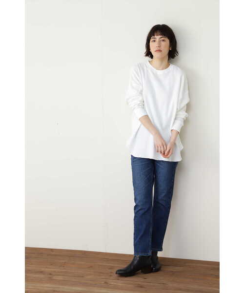 human woman（ヒューマンウーマン）の「◆ワッフルロンＴ（Tシャツ/カットソー・レディース・ライトグリーン/ホワイト・MEDIUM）」の4枚目の写真