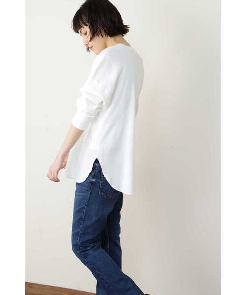 human woman（ヒューマンウーマン）の「◆ワッフルロンＴ（Tシャツ/カットソー・レディース・ライトグリーン/ホワイト・MEDIUM）」の7枚目の写真