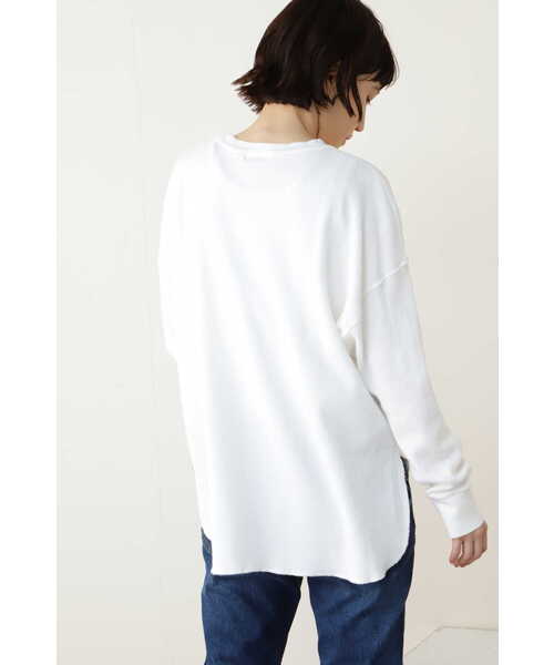 human woman（ヒューマンウーマン）の「◆ワッフルロンＴ（Tシャツ/カットソー・レディース・ライトグリーン/ホワイト・MEDIUM）」の8枚目の写真