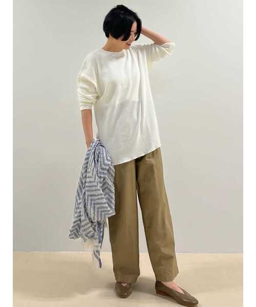 human woman（ヒューマンウーマン）の「◆ワッフルロンＴ（Tシャツ/カットソー・レディース・ライトグリーン/ホワイト・MEDIUM）」の12枚目の写真