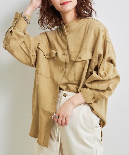 CIAOPANIC TYPY（チャオパニックティピー）の「テンセルバンドカラーシャツ（シャツ/ブラウス・レディース・ベージュ/カーキ/グレー系その他・ONE SIZE）」の15枚目の写真