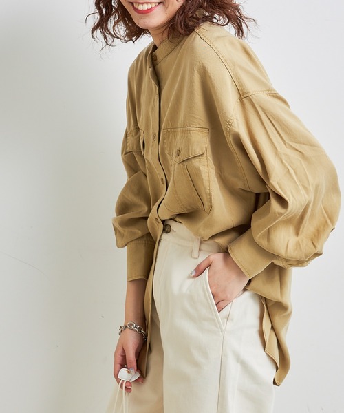 CIAOPANIC TYPY（チャオパニックティピー）の「テンセルバンドカラーシャツ（シャツ/ブラウス・レディース・ベージュ/カーキ/グレー系その他・ONE SIZE）」の13枚目の写真
