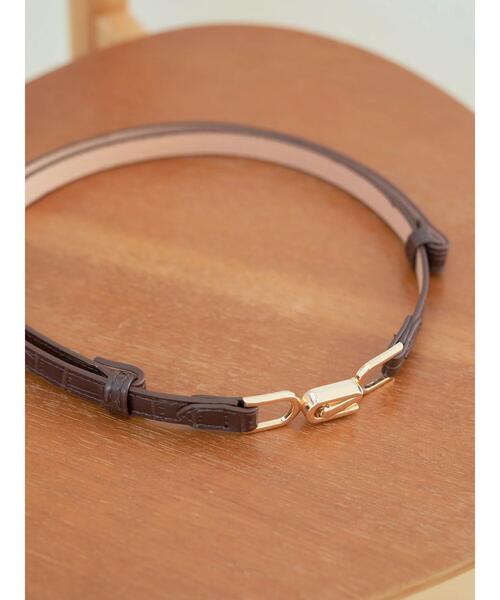 earth music&ecology（アースミュージックアンドエコロジー）の「型押しフックベルト＊（ベルト・レディース・ブラック/ダークブラウン/ピンクベージュ・FREE）」の12枚目の写真