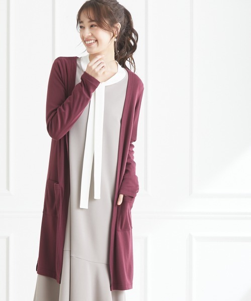 SMILE LAND（スマイルランド）の「大きいサイズ カットソーロングカーディガン（カーディガン/ボレロ・レディース・ブルー/ピンク系/ネイビー/パープル系/ライトグリーン/グレー/ライトピンク/ボルドー/オフホワイト/ブラック・4L/LL/3L/L）」の10枚目の写真
