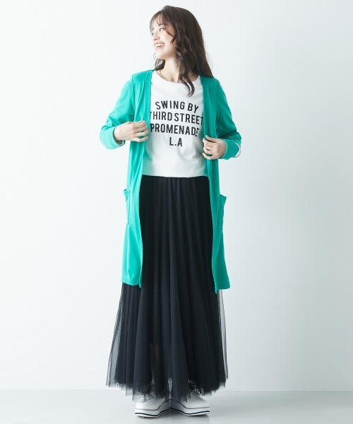 SMILE LAND（スマイルランド）の「大きいサイズ カットソーロングカーディガン（カーディガン/ボレロ・レディース・ブルー/ピンク系/ネイビー/パープル系/ライトグリーン/グレー/ライトピンク/ボルドー/オフホワイト/ブラック・4L/LL/3L/L）」の16枚目の写真