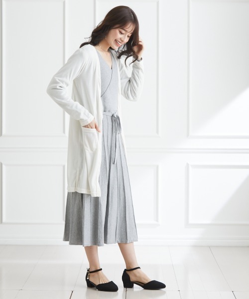 SMILE LAND（スマイルランド）の「大きいサイズ カットソーロングカーディガン（カーディガン/ボレロ・レディース・ブルー/ピンク系/ネイビー/パープル系/ライトグリーン/グレー/ライトピンク/ボルドー/オフホワイト/ブラック・4L/LL/3L/L）」の12枚目の写真