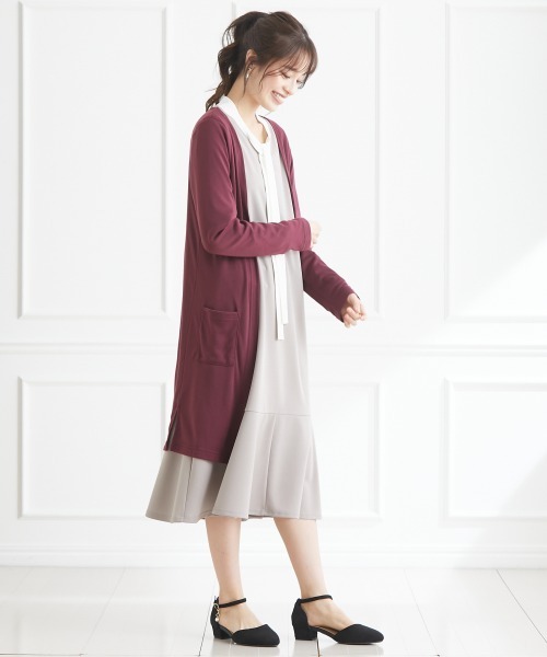 SMILE LAND（スマイルランド）の「大きいサイズ カットソーロングカーディガン（カーディガン/ボレロ・レディース・ブルー/ピンク系/ネイビー/パープル系/ライトグリーン/グレー/ライトピンク/ボルドー/オフホワイト/ブラック・4L/LL/3L/L）」の17枚目の写真