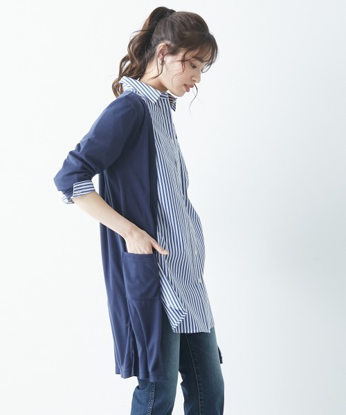 SMILE LAND（スマイルランド）の「大きいサイズ カットソーロングカーディガン（カーディガン/ボレロ・レディース・ブルー/ピンク系/ネイビー/パープル系/ライトグリーン/グレー/ライトピンク/ボルドー/オフホワイト/ブラック・4L/LL/3L/L）」の15枚目の写真