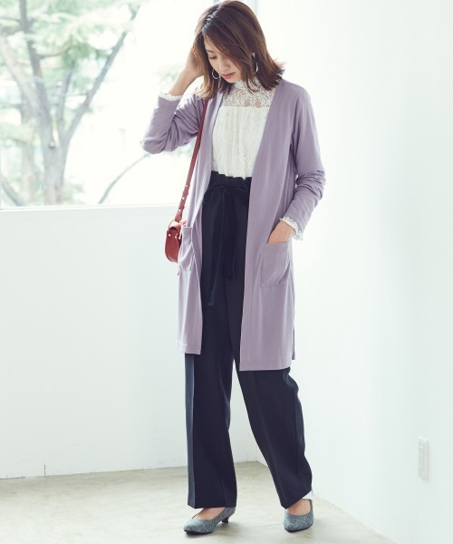 SMILE LAND（スマイルランド）の「大きいサイズ カットソーロングカーディガン（カーディガン/ボレロ・レディース・ブルー/ピンク系/ネイビー/パープル系/ライトグリーン/グレー/ライトピンク/ボルドー/オフホワイト/ブラック・4L/LL/3L/L）」の21枚目の写真