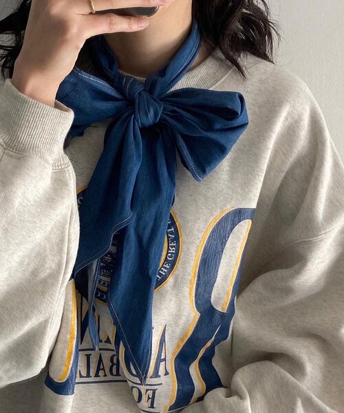 FREAK'S STORE（フリークスストア）の「CRAVAT/クラバット(付けリボン/付け襟)（付け襟・レディース・ホワイト/サックスブルー/ストライプ/チェック・ﾌﾘ-）」の3枚目の写真