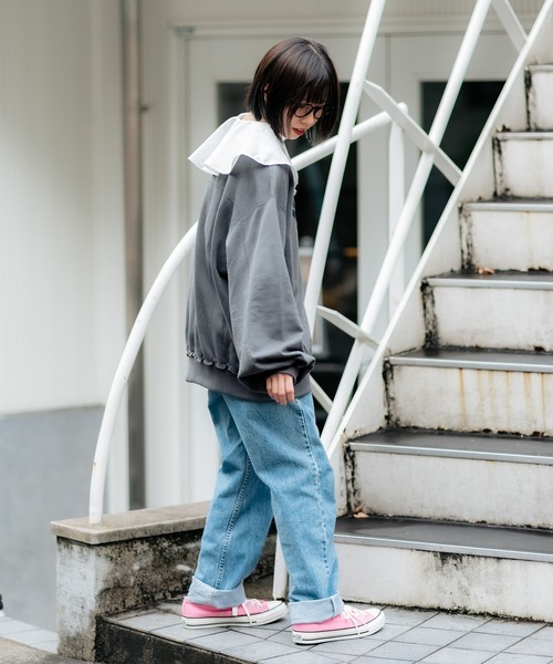 DuKKah（デュカ）の「Dukkah/【低身長向け】オーバーサイズスウェット（スウェット・レディース・サックスブルー/イエロー/グリーン/オートミール/スミクロ・X-SMALL）」の15枚目の写真