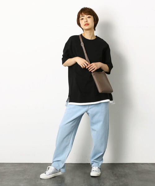 Purple&Yellow（パープルアンドイエロー）の「フェイクレザーミニショルダーバッグ（ショルダーバッグ・メンズ・ライトグリーン/アイボリー/ブラック/グレイッシュベージュ・FREE）」の7枚目の写真