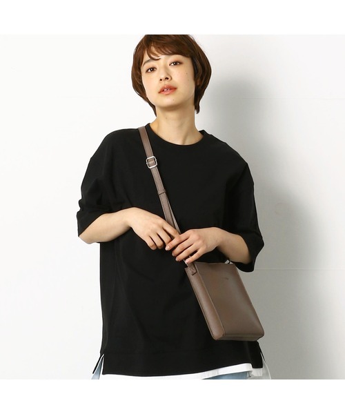 Purple&Yellow（パープルアンドイエロー）の「フェイクレザーミニショルダーバッグ（ショルダーバッグ・メンズ・ライトグリーン/アイボリー/ブラック/グレイッシュベージュ・FREE）」の3枚目の写真