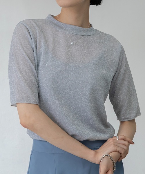 VACANCY(ヴァカンシー)の「ラメハーフスリーブTEE(Tシャツ/カットソー・レディース・ブラック/シルバー/オレンジ・FREE)」の10枚目の写真