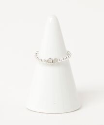 Z)【LEF MADE】SV925プチイニシャルボールチェーンリング