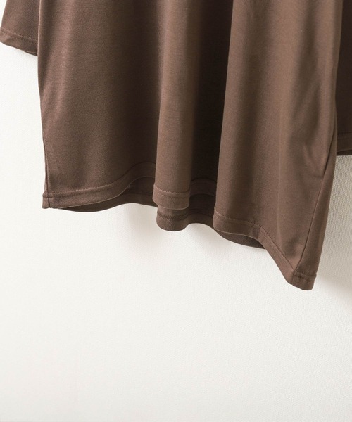 ドレープ7分袖ルーズカットソー/無地7分袖Tシャツ