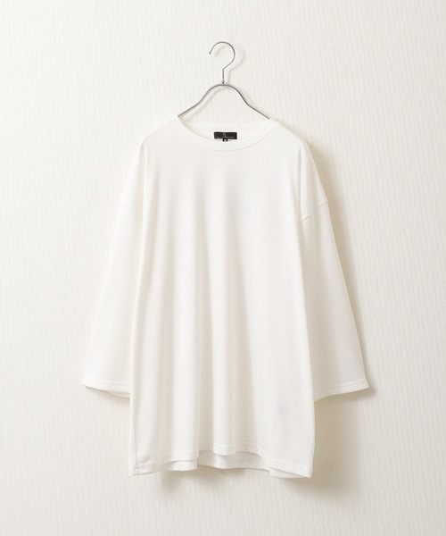 ドレープ7分袖ルーズカットソー/無地7分袖Tシャツ