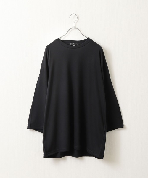 ドレープ7分袖ルーズカットソー/無地7分袖Tシャツ