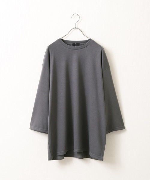 ドレープ7分袖ルーズカットソー/無地7分袖Tシャツ