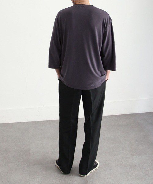 ZIP FIVE（ジップファイブ）の「【ZIP FIVE】ドレープ 7分袖ルーズカットソー/無地　7分袖Tシャツ（Tシャツ/カットソー・メンズ・ブルー/カーキ/ホワイト/ブラック/グリーン/ブラウン/チャコール・LARGE/MEDIUM）」の9枚目の写真