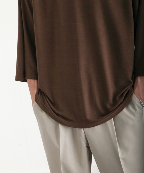 ZIP FIVE（ジップファイブ）の「【ZIP FIVE】ドレープ 7分袖ルーズカットソー/無地　7分袖Tシャツ（Tシャツ/カットソー・メンズ・ブルー/カーキ/ホワイト/ブラック/グリーン/ブラウン/チャコール・LARGE/MEDIUM）」の12枚目の写真