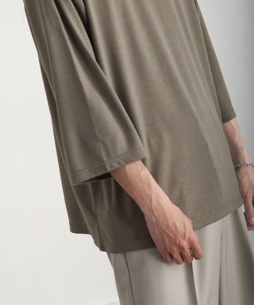 ZIP FIVE（ジップファイブ）の「【ZIP FIVE】ドレープ 7分袖ルーズカットソー/無地　7分袖Tシャツ（Tシャツ/カットソー・メンズ・ブルー/カーキ/ホワイト/ブラック/グリーン/ブラウン/チャコール・LARGE/MEDIUM）」の15枚目の写真