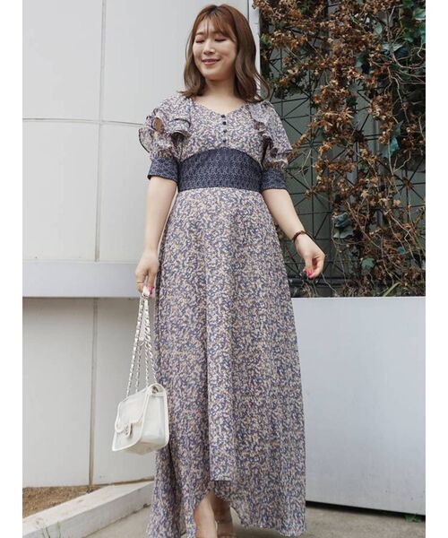 国内発送★Sabo Skirtコルセット風フラワーレースワンピース MERCURYDUO(マーキュリーデュオ)の「フラワープリントレース