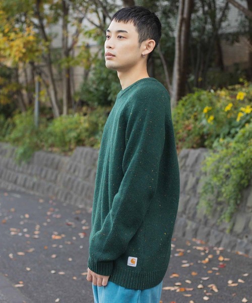 Carhartt（カーハート）の「Carhartt ANGLISTIC SWEATER I010977（ニット/セーター・メンズ・グリーン/ブラック・LARGE/MEDIUM）」の4枚目の写真