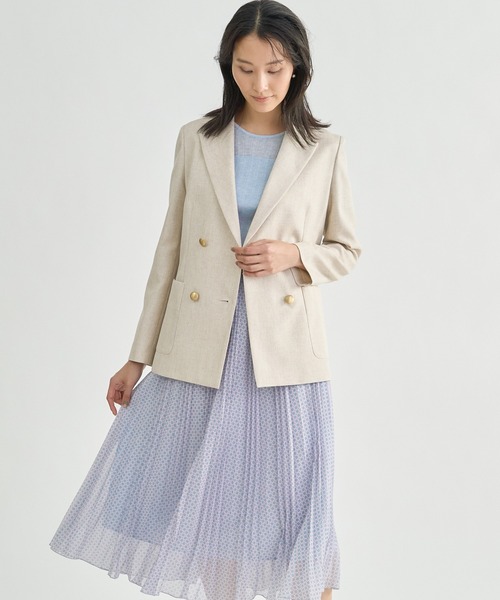 ANAYI 新品未使用タグ付きリネンブライトクロスダブルジャケット セール】 リネンブライトクロスダブルジャケット （テーラード