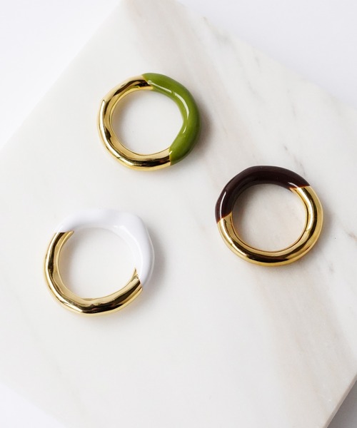 SIGNAL（シグナル）の「【SIGNAL / シグナル】Enamel Ring / エナメルリング（リング・レディース・ホワイト/ブラウン/グリーン・#10/#11）」の4枚目の写真