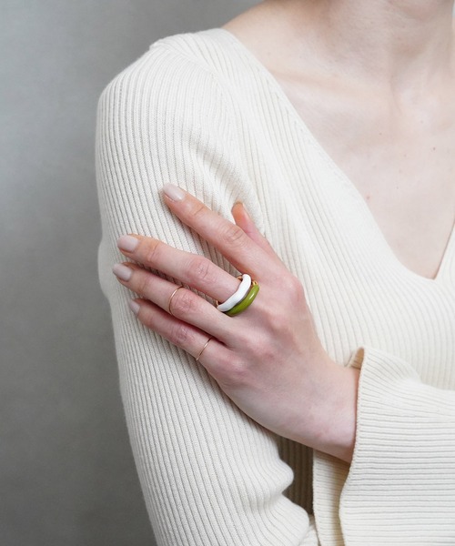 SIGNAL（シグナル）の「【SIGNAL / シグナル】Enamel Ring / エナメルリング（リング・レディース・ホワイト/ブラウン/グリーン・#10/#11）」の9枚目の写真