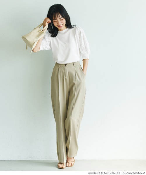 coca(coca)(コカ)の「袖レース半袖ニット(ニット/セーター・レディース・ホワイト/ブラック・M/L)」の13枚目の写真