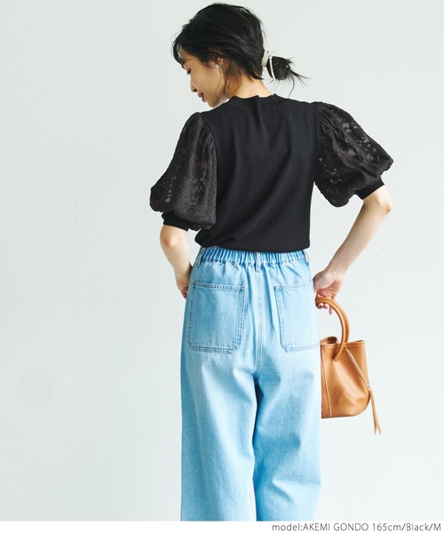CHANEL 袖レース半袖ニット CHANEL(シャネル) エンブレム半袖ニットP46438K05822