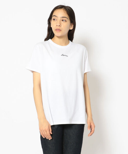 AVIREX(アヴィレックス)の「EMBROIDERY LOGO TEE/ 刺繍ロゴティーシャツ(Tシャツ/カットソー・レディース・ブラック/オフホワイト/ピンク・SMALL/MEDIUM)」の2枚目の写真