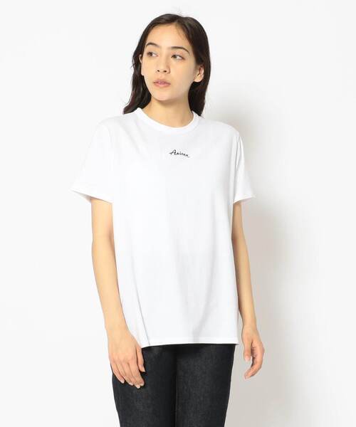 AVIREX(アヴィレックス)の「EMBROIDERY LOGO TEE/ 刺繍ロゴティーシャツ(Tシャツ/カットソー・レディース・ブラック/オフホワイト/ピンク・SMALL/MEDIUM)」の5枚目の写真