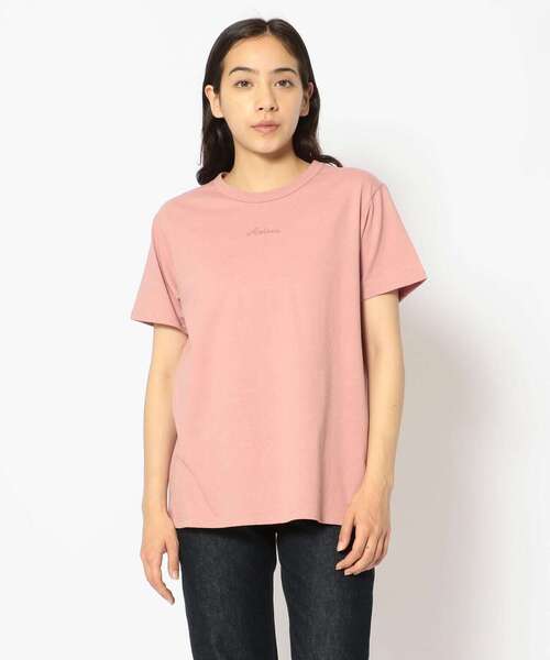 AVIREX(アヴィレックス)の「EMBROIDERY LOGO TEE/ 刺繍ロゴティーシャツ(Tシャツ/カットソー・レディース・ブラック/オフホワイト/ピンク・SMALL/MEDIUM)」の6枚目の写真