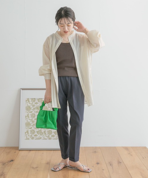 ITEMS URBANRESEARCH（アイテムズ アーバンリサーチ）の「シアーバンドカラーブラウス（シャツ/ブラウス・レディース・ブラック/ブルー/オフホワイト/オレンジ・FREE）」の19枚目の写真