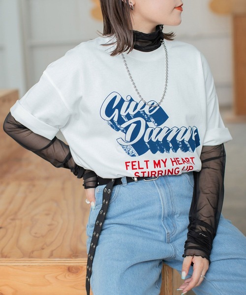 PBLIM(ページボーイリム)の「PAGEBOYLIM/レトロロゴT(Tシャツ/カットソー・レディース・チャコールグレー/オフホワイト・MEDIUM/LARGE)」の4枚目の写真