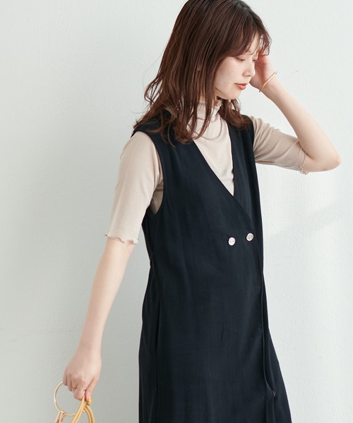 natural couture(ナチュラルクチュール)の「シアーネット半袖ハイネックプルオーバー(Tシャツ/カットソー・レディース・ライトグレー/ブラック/アイボリー/ピンクベージュ/グリーン・FREE)」の20枚目の写真