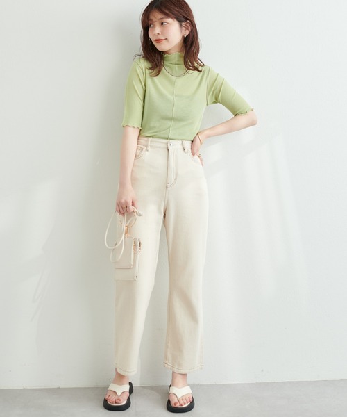 natural couture(ナチュラルクチュール)の「シアーネット半袖ハイネックプルオーバー(Tシャツ/カットソー・レディース・ライトグレー/ブラック/アイボリー/ピンクベージュ/グリーン・FREE)」の17枚目の写真