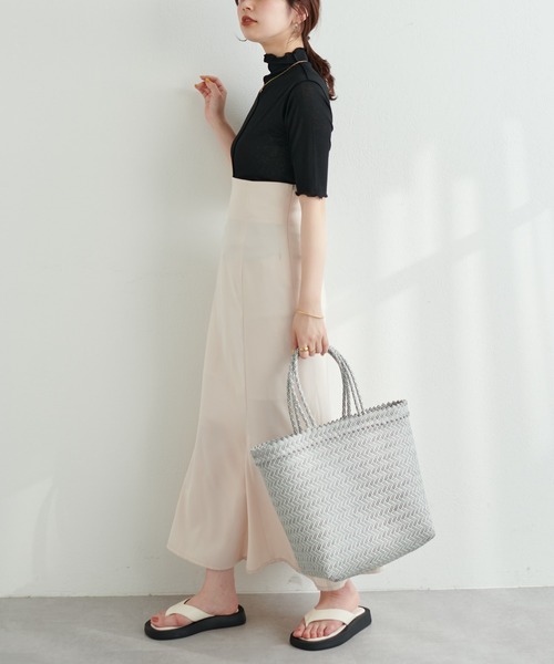 natural couture(ナチュラルクチュール)の「シアーネット半袖ハイネックプルオーバー(Tシャツ/カットソー・レディース・ライトグレー/ブラック/アイボリー/ピンクベージュ/グリーン・FREE)」の10枚目の写真
