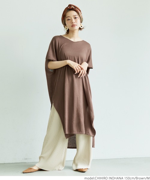 coca(coca)(コカ)の「サマーニットポンチョワンピース(チュニック・レディース・ブラック/ブラウン・M/L)」の3枚目の写真