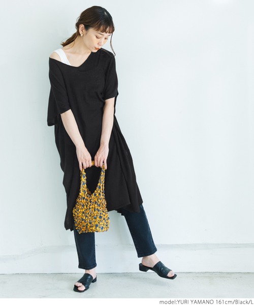 coca(coca)(コカ)の「サマーニットポンチョワンピース(チュニック・レディース・ブラック/ブラウン・M/L)」の16枚目の写真