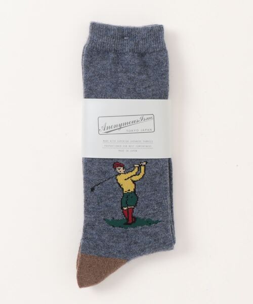 ANONYMOUSISM（アノニマスイズム）の「ANONYMOUSISM　WOOLゴルフクルー（ソックス/靴下・メンズ・グレー/オフホワイト/ピンク/インディゴブルー・25cm～27cm/23cm～25cm）」の4枚目の写真