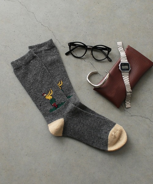 ANONYMOUSISM（アノニマスイズム）の「ANONYMOUSISM　WOOLゴルフクルー（ソックス/靴下・メンズ・グレー/オフホワイト/ピンク/インディゴブルー・25cm～27cm/23cm～25cm）」の3枚目の写真