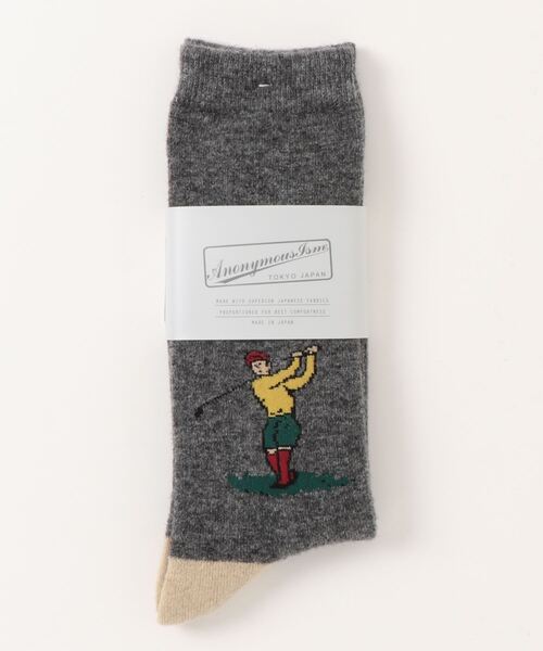 ANONYMOUSISM（アノニマスイズム）の「ANONYMOUSISM　WOOLゴルフクルー（ソックス/靴下・メンズ・グレー/オフホワイト/ピンク/インディゴブルー・25cm～27cm/23cm～25cm）」の5枚目の写真