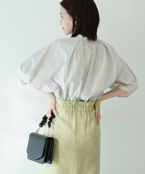 N.（N. Natural Beauty Basic）（エヌエヌナチュラルビューティーベーシック）の「◆スタンドカラードルマンスリーブブラウス（シャツ/ブラウス・レディース・パープル/グレー・MEDIUM）」の3枚目の写真