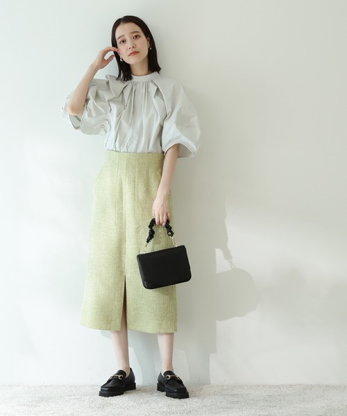 N.（N. Natural Beauty Basic）（エヌエヌナチュラルビューティーベーシック）の「◆スタンドカラードルマンスリーブブラウス（シャツ/ブラウス・レディース・パープル/グレー・MEDIUM）」の4枚目の写真