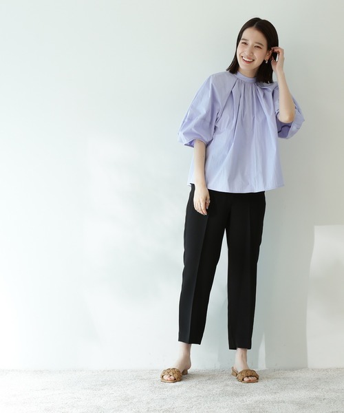 N.（N. Natural Beauty Basic）（エヌエヌナチュラルビューティーベーシック）の「◆スタンドカラードルマンスリーブブラウス（シャツ/ブラウス・レディース・パープル/グレー・MEDIUM）」の5枚目の写真